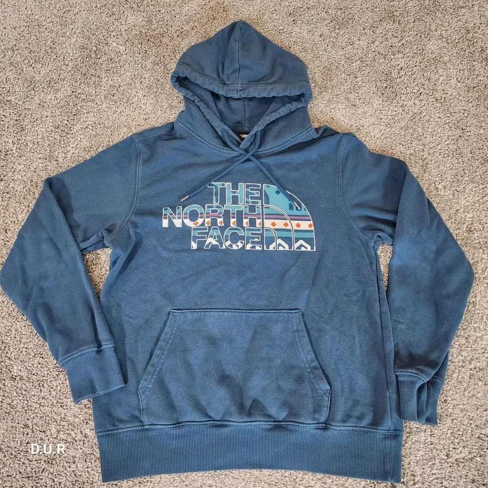 The North Face Hoodie Mens Size‎ Small Standard Fit Blue Sweatshirt Graphic Logo